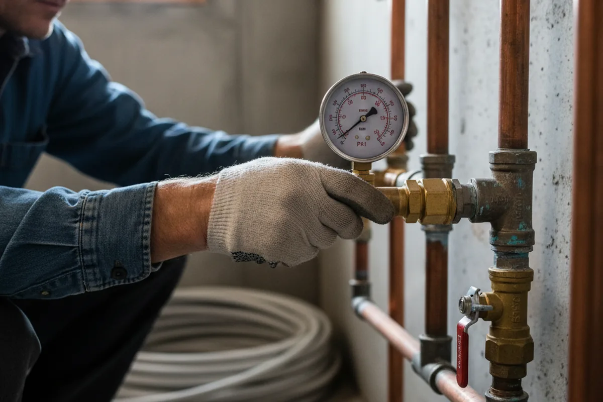 Pressure testing a repaired line during Water Line Repair in Hillpoint